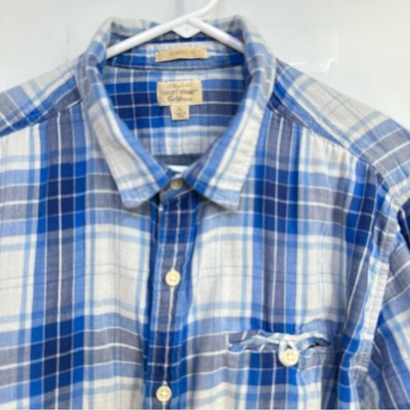Lucky Brand Mens' Size. XL Blue and White Plaid L/S Button Down Shirt - Picture 2 of 9